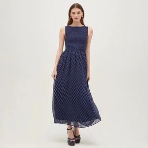 Hill House Cosima Dress in Navy Polka Dot size Medium